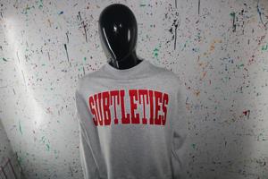 SUBTLETIES HEATHER GREY <b>Mock</b> <b>Neck</b> Sweatshirt 100% RED Applique Embroidery wide <b>neck</b> Sweatshirt Finer Threads - Product Image 6