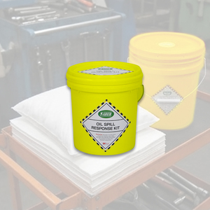 SABER Oil Spill Response Kit 10 Liter Pail Yellow Bucket Industrial Cleanup - Product Image 1