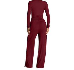 Conjunto Deportivo de Dos Piezas para Mujer, Ligero, Ecológico, Cálido para Otoño e Invierno, 100% Poliéster Felpa, Corte Holgado - Product Image 3