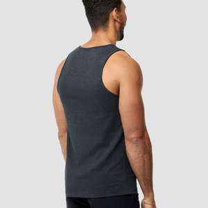 Camiseta sin mangas para hombre, color gris carbón, mezcla de algodón premium, chaleco sin mangas, logotipo personalizado, camiseta deportiva para entrenamiento - Product Image 6