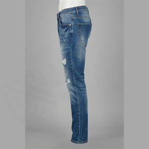 Jean en denim déchiré coupe droite pour homme, taille mi-haute, en coton, style décontracté automne - Product Image 3