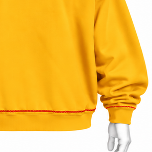 Sweat à capuche brodé Indus jaune doré, motif floral, poche kangourou, coupe décontractée, streetwear décontracté, hiver - Product Image 6