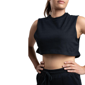 Tops Cortos de Algodón 100% para Mujer, Antiarrugas, Transpirables, Antiencogimiento, 305gsm, Ropa de Verano Personalizada, Alta Calidad, Económica, Venta al Por Mayor - Product Image 3