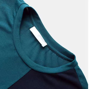 T-shirt décontracté pour homme en maille à manches courtes, bleu sarcelle, à blocs de couleur, col rond, coupe classique, design uni - Product Image 4