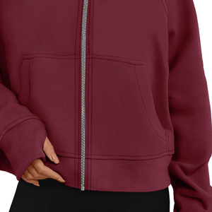 Sweat à capuche zippé personnalisé OEM pour femme, manches longues, décontracté, en coton épais, léger, style streetwear - Product Image 4