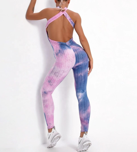Combinaison de yoga sans couture tie-dye de haute qualité pour femmes, vêtements de sport pour femmes, leggings de compression, leggings de fitness, leggings à effet push-up, vêtements de sport actifs - Product Image 6