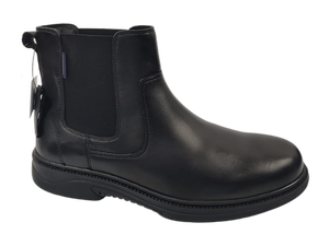 Bottes à enfiler pour hommes en cuir noir, style mocassin, avec doublure en tissu gaufré, imperméables, semelle extérieure en caoutchouc antidérapante, construction collée/Strobel - Product Image 1