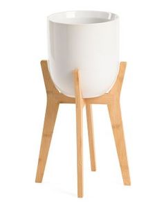 Soportes Rústicos de Metal Galvanizado para Flores con Patas de Madera, Juego de 3 Macetas Circulares para Decoración del Hogar - Product Image 5