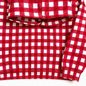 Sudadera con Capucha a Cuadros para Mujer, Personalizada, Roja y Blanca, con Estampado a Cuadros, Informal, de Manga Larga, con Bolsillo Tipo Canguro - Product Image 2