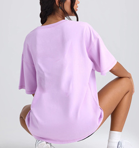 Nueva Camiseta Oversize para Mujer, Color Sólido, Cuello Redondo, Manga Corta, Corte Holgado, 100% Algodón, Tejido Jersey Transpirable, Logotipo con Transferencia Térmica - Product Image 2