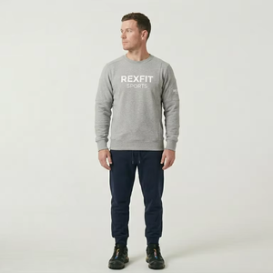 เสื้อสเวตเชิ้ตคอกลมโอเวอร์ไซส์สำหรับผู้ชาย เนื้อผ้าหนานุ่ม ทรงหลวม สวมใส่สบาย ระบายอากาศได้ดี ซับเหงื่อได้ดี - Product Image 1