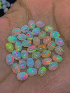 Opales de feu Welo d'Éthiopie naturelles authentiques, cabochons ovales colorés, pierres précieuses en vrac, lot de 5 pièces, vente en gros - Product Image 4