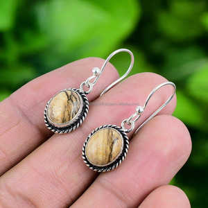 ต่างหูเงินสเตอริ่ง925ต่างหูพลอยแจสเปอร์ทำมือต่างหูแจสเปอร์ของขวัญคริสต์มาส - Product Image 5