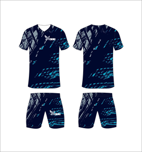 Ensemble de maillot de football sublimé à col en V pour hommes, motif géométrique, séchage rapide, manches courtes, toutes saisons, coupe athlétique pour adultes - Product Image 1