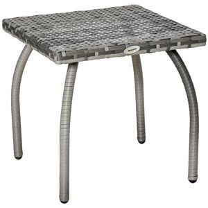 Tavolino da Esterno in Rattan Grigio per Giardino, Balcone e Cortile - Product Image 1