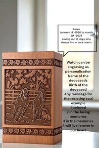 Handmade Personalized Engraved Wooden Pet Cremation Urn Eco-Friendly Durable <b>Memorial</b> Keepsake <b>Box</b> - Product Image 2