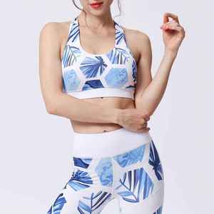 INDEX APPAREL Women Yoga Set 2 Piece High Waist <b>Leggings</b> Scoop Neck Racerback Sport Bra Breathable <b>Floral</b> Print Seamless - Product Image 6