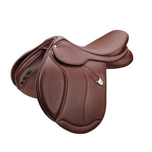 Selle d'obstacle anglaise avec arceau en bois, construction en cuir et quincaillerie nickelée - Product Image 1