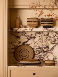 Meilleures ventes : Ensemble de plateaux et paniers de service ronds superposés en jonc de mer tressé, à rayures naturelles, écologique, pour la vente en gros - Product Image 3