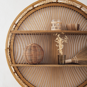 Premium Rattan <b>Round</b> <b>Wall</b> <b>Shelf</b> Decorative Storage Organizer for High-End Spa and Hotel <b>Wall</b> Decor Handwoven Wood Unit - Product Image 5