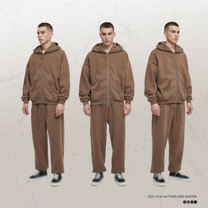 AR2595 Sweat à capuche zippé super doux de haute qualité, luxe, 360GSM, 52% coton, 48% polyester, poids lourd, personnalisé - Product Image 5