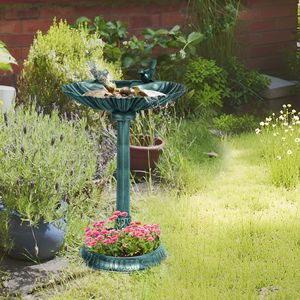 Vasca per Uccelli Decorativa Anticata Verdegris da 32 Pollici con Piedistallo Portavaso e Statue di Uccelli per Casa o Giardino - Product Image 2