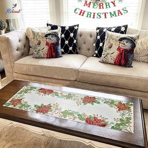 Chemin de table brodé de Noël, tissu rectangulaire, tapis et sous-plats antidérapants - Product Image 3