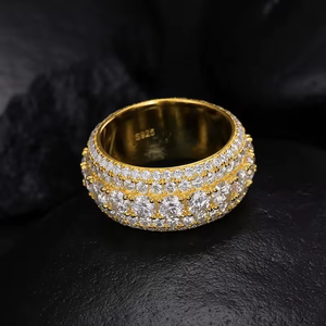 Hip Hop Iced Out 925 <b>Silver</b> Pass Diamond Tester 5 Rows VVS Moissanite GRA Rapper Dazzling Sparkly <b>Eternity</b> Band <b>Ring</b> for Men - Product Image 5