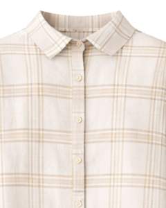 Robe chemise longue beige à carreaux pour femme, boutonnée, motif à carreaux, robe midi décontractée, manches longues, vente en gros personnalisée - Product Image 3