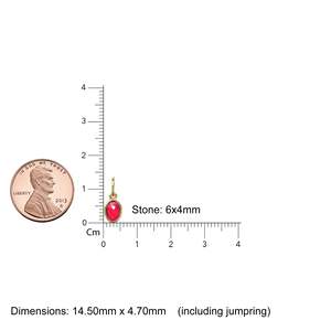 จี้ทองคำแท้รูปไข่ประดับทับทิมสีแดงสด / จี้ทองคำทำมือประดับพลอยสีแดงสดธรรมชาติ / เครื่องประดับทองคำ 14k สีเหลือง 1 ชิ้น - Product Image 2