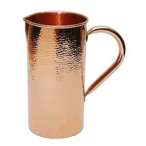 Pichet en cuivre martelé fait main avec poignée, carafe à eau rustique et écologique, vaisselle décorative traditionnelle en métal, ustensiles de cuisine - Product Image 2