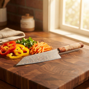 Couteau de cuisine en acier damas de cuivre de qualité supérieure, fait main, à motif, avec manche personnalisé, artisanat traditionnel - Product Image 6