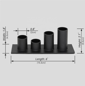 Bougeoir décoratif de table en métal personnalisé Bougeoirs coniques à quatre têtes uniques avec tuyau fini enduit de poudre noire - Product Image 2