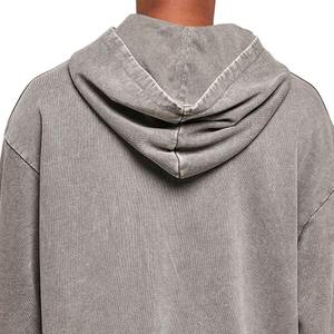 Sweat-shirt à capuche surdimensionné pour homme, gris uni, 100% coton molletonné, décontracté, avec poche brodée, vêtements d'hiver - Product Image 4