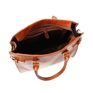 Large Brown <b>Leather</b> Tote, Spacious Laptop, Travel & Work <b>Bag</b> - Product Image 2