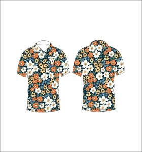 Custom Vintage Floral Print <b>Polo</b> Shirt for Men Navy <b>Orange</b> White Casual Short Sleeve Golf <b>Polo</b> Tee - Product Image 6