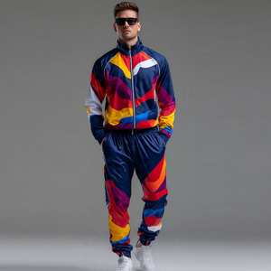 ชุดวอร์มโพลีเอสเตอร์ซับลิเมชั่น 100% สำหรับผู้ชาย เสื้อแจ็คเก็ตซับลิเมชั่นแบบมีซิป กางเกงขายาว ชุดลำลองฤดูหนาว ชุดวอร์มซับลิเมชั่นสำหรับผู้ชาย - Product Image 1