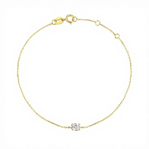 RAAMAA Jewelry Simple and Stylish 18K Gold 0.32ct Single Oval Lab-Grown Diamond Silver Classic Women's <b>Bracelet</b> - Product Image 1
