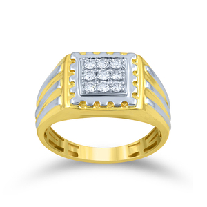 Perfect Strikes <b>Men</b> Diamond <b>Ring</b> Premium <b>Men's</b> Two Tone Gold Square Invisible Diamond Cluster <b>Ring</b> Luxury Wedding Anniversary - Product Image 1