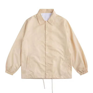 Men's Breathable Stand Collar <b>Coach</b> Jacket Solid Color Zipper Closure Casual Spring Wear Polyester Shell Training Jacket Men's - Product Image 3