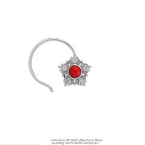 Pendiente de Nariz con Forma Redonda de Plata de Ley 925 de Indian Mores para Mujeres y Niñas - Product Image 3