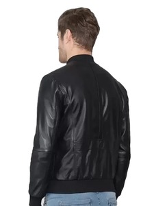 Chaqueta Bomber de Cuero Negra para Hombre - Product Image 3