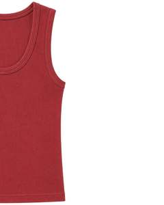 Camiseta sin mangas de algodón acanalado rojo personalizada para hombre, estilo casual, ajustada, para verano, gimnasio, chaleco elástico, camiseta interior, top personalizado. - Product Image 4