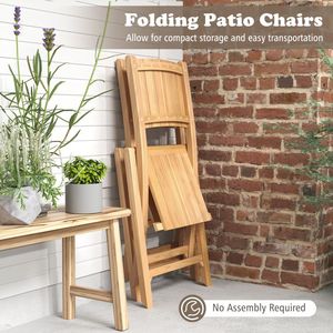 Set di 2 Sedie Pieghevoli da Esterno in Vimini con Seduta a Doghe in Legno Teak per Balcone e Giardino - Product Image 6