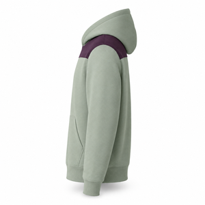 Sweat à capuche épais vert sauge personnalisé pour homme, avec épaulettes plumées, en molleton de coton, style streetwear, avec poche, respirant, hiver, OEM ODM - Product Image 5