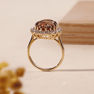SHREERAJ SOLITAIRE Fancy Vivid Red Lab Grown Diamond Engagement <b>Ring</b> 1-6CT IGI Certified Oval Cut Halo 10K <b>14K</b> 18K <b>Gold</b> Luxury - Product Image 5