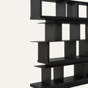 Librero Moderno de Madera con Estantes de Exhibición, Acabado Negro - Product Image 2