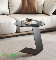 Table basse moderne minimaliste ronde carrée en verre et métal, ensemble de 2 tables basses Salerno en pierre frittée et verre