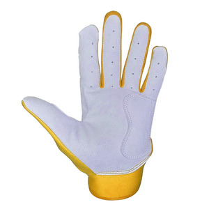 Gants de frappe de baseball SAAR INDUSTRIES antidérapants en cuir Cabretta jaune et blanc, fermeture auto-agrippante, ambidextres, anti-transpiration - Product Image 6