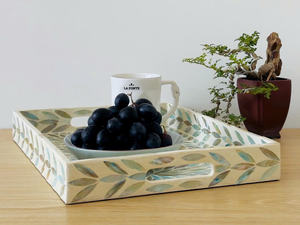 Bandeja de Servir de Nácar con Incrustaciones, Caja de Almacenamiento Ecológica Hecha a Mano para Escritorio y Cocina, Diseño Flexible, Color Personalizable - Product Image 4